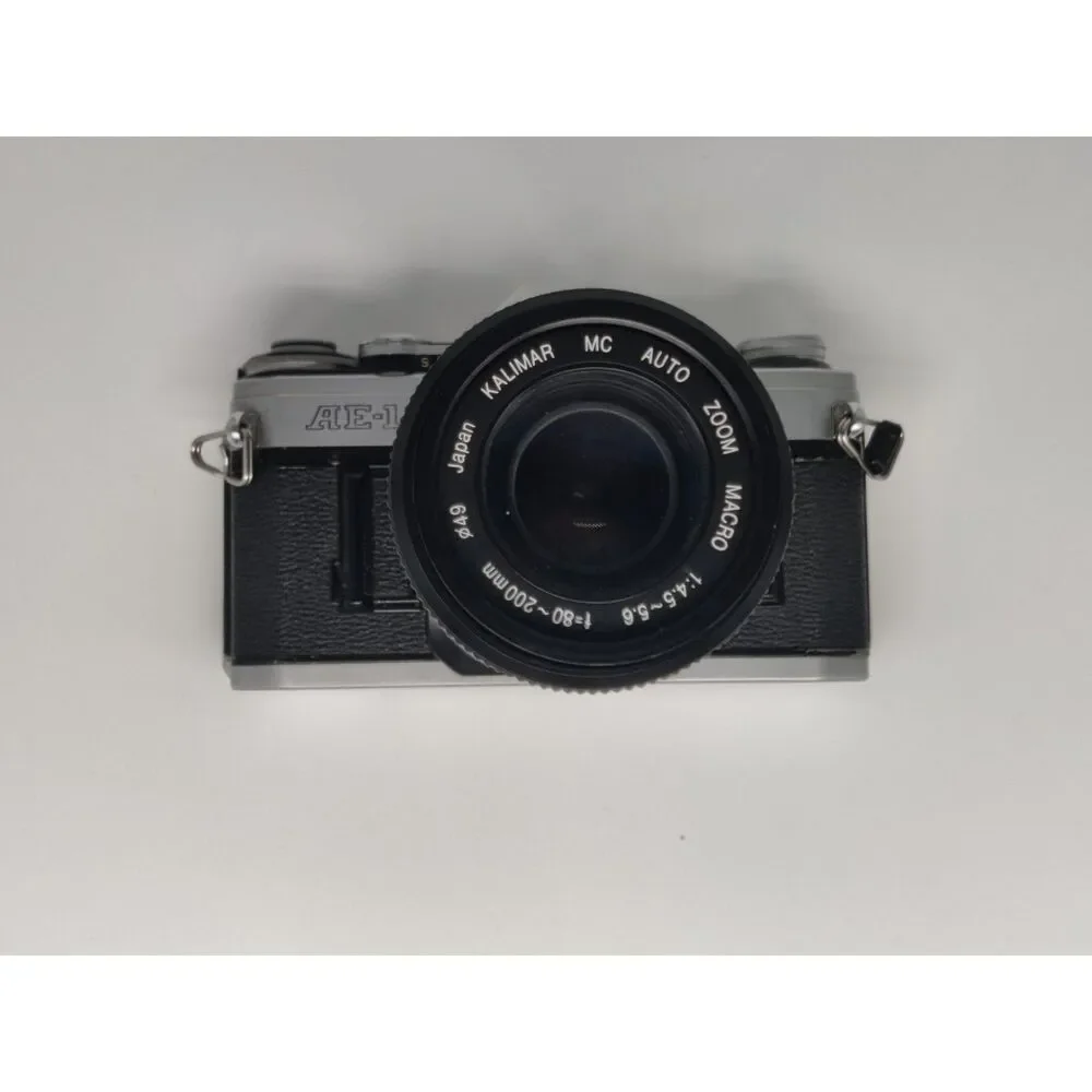 Canon AE-1 35mm Film Camera w/ Japanese Kalimar Telephoto Lens - Untested